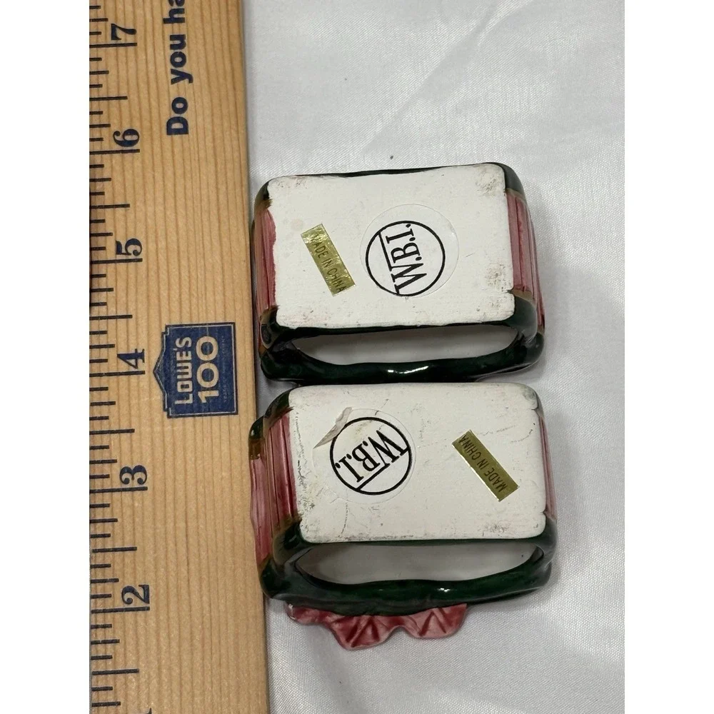 vintage holiday christmas poinsettia‎ napkin ring set of 5
